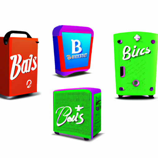 מגוון צידניות ממותגות צבעוניות עם לוגו עסקי שונים.