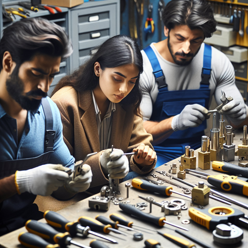 תמונה של מנעולנים מוסמכים בעבודתם מדגימים מקצועיות ושירות.